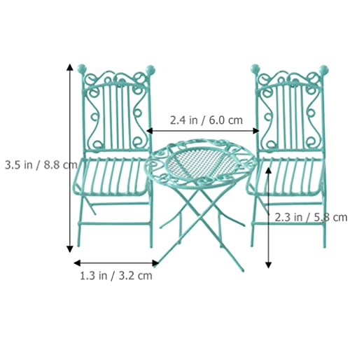 Zerodeko 3 Piezas Mini Mesa y Sillas De Hierro Forjado Topper De La Torta De La Silla Jardín De Hadas En Miniatura Adorno De Bonsái Mesa En Miniatura Comedor Mesa Redonda y Sillas Planchar