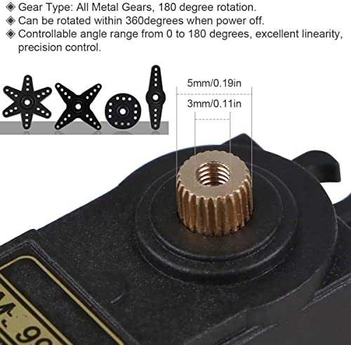 ZHITING 2Pcs Servo analógico Gear Servo 20KG Torque Digital de Alta Velocidad Servo Motor para Smart Car Robot Barco RC Helicóptero (ángulo de Control 180)