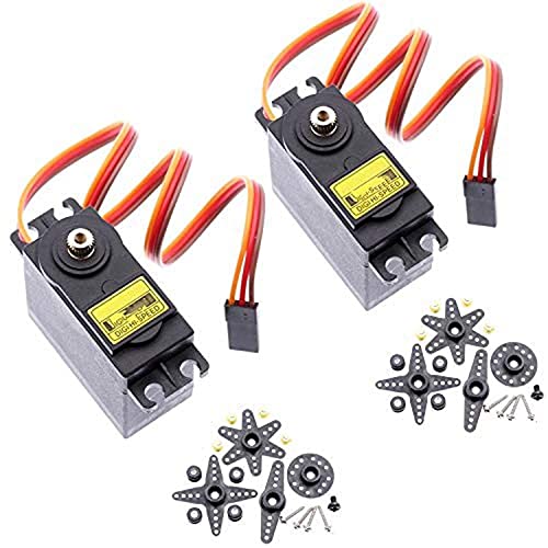 ZHITING 2Pcs Servo analógico Gear Servo 20KG Torque Digital de Alta Velocidad Servo Motor para Smart Car Robot Barco RC Helicóptero (ángulo de Control 180)