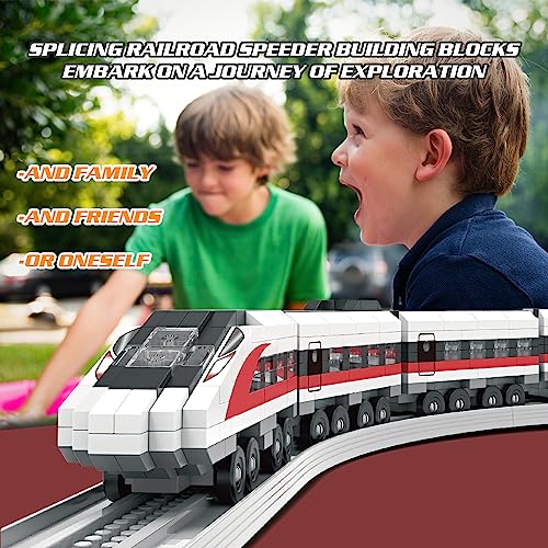 Zhongren Juego de construcción de Tren Locomotora de Vapor de Tren de ferrocarril Modelo de Tren de Carga de Ciudad con Juego de Pista Regalos creativos para niños y Adultos (Tren de Alta Velocidad)