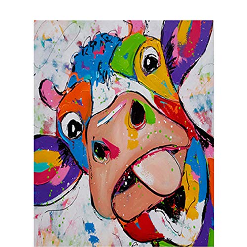 ZHXXFD Zhxx Pintar Por Numeros Adultos Vacas Que Escupen Su Lengua Animal Arte De La Pared Moderno Lienzo Pintura Regalo Decoración Para El Hogar 40X50Cm Sin Marco