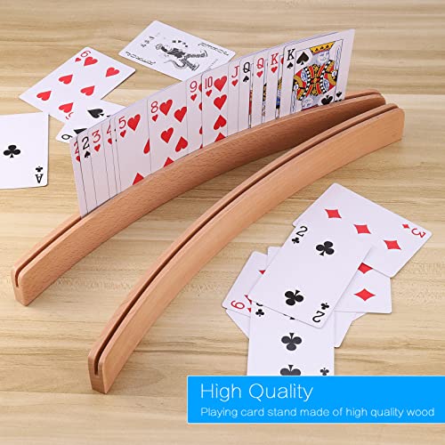 Zocipro 2Pcs Sujeta Cartas, Soporte Cartas Juego de Mesa de Madera, Sujeta Cartas Naipes para Póker/Bridge/Uno, Soporte Cartas para Niños, Adultos, Mayores