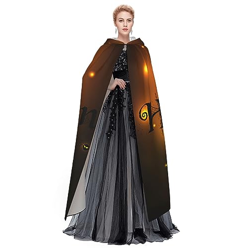 ZORIN Capa con capucha de Halloween Happy Halloween Blur Night Unisex Halloween Capa disfraz para diablo bruja vampiro Fancy Cosplay 59 pulgadas