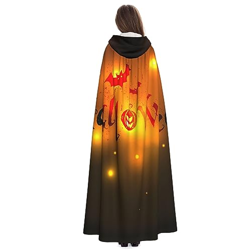 ZORIN Capa con capucha de Halloween Happy Halloween Blur Night Unisex Halloween Capa disfraz para diablo bruja vampiro Fancy Cosplay 59 pulgadas