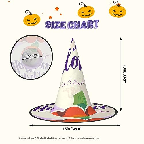 ZORIN Sombrero de bruja de Halloween para adultos, sombrero de brujas para disfraz de luna llena, cara de calabaza, decoraciones de Halloween, sombrero de mago, accesorio de disfraz para Halloween,