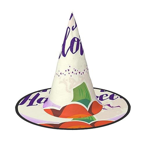 ZORIN Sombrero de bruja de Halloween para adultos, sombrero de brujas para disfraz de luna llena, cara de calabaza, decoraciones de Halloween, sombrero de mago, accesorio de disfraz para Halloween,