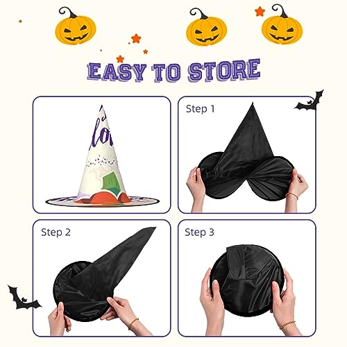 ZORIN Sombrero de bruja de Halloween para adultos, sombrero de brujas para disfraz de luna llena, cara de calabaza, decoraciones de Halloween, sombrero de mago, accesorio de disfraz para Halloween,