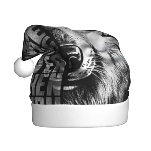 ZORIN Sombreros de Navidad, cabeza de lobo y nunca te rindas, gorro de Papá Noel unisex para suministros de fiesta de vacaciones, adorno de Navidad para hombres, mujeres y adultos