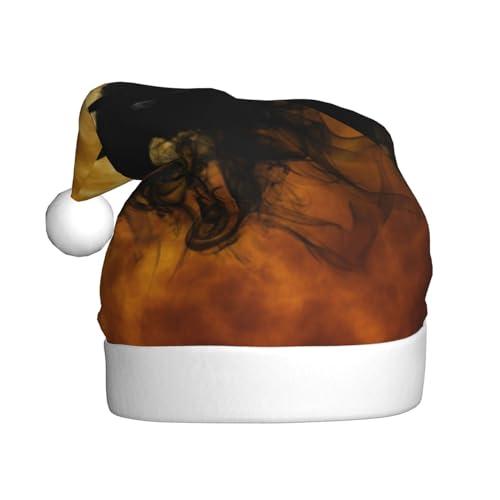 ZORIN Sombreros de Navidad con luces brillantes, luna llena, humo, murciélago, araña, adorno de felpa, unisex, sombrero de Papá Noel para vacaciones, suministros de fiesta, cosplay, adorno de Navidad