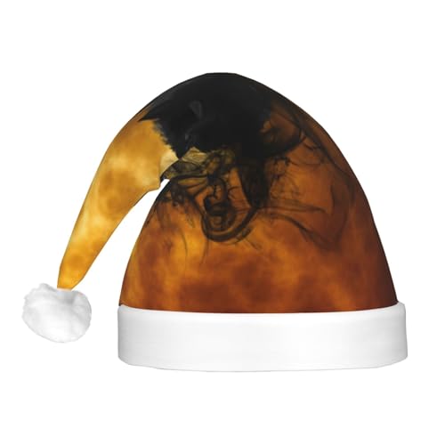 ZORIN Sombreros de Navidad con luces brillantes, luna llena, humo, murciélago, araña, adorno de felpa, unisex, sombrero de Papá Noel para vacaciones, suministros de fiesta, cosplay, adorno de Navidad