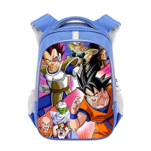 ZXXFR Mochila bolsos Anime Dragon Ball Estudiante Adolescente Azul Mochila Escolar Poliéster senderismo portatil ordenador instituto escolares juveniles bolso