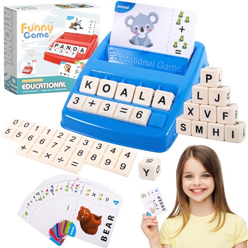 ZZQVIP Juego de Letras Educativo, 2 en 1 de Juegos de Letras y Números, Montessori Scrabble Niñas y Niños, El Desarrollo del Cerebro de Los Niños, Juguetes Educativos para 3 4 5 6 7 8 Años Regalo