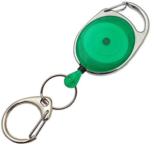 1 Pieza de Soporte Ovalado de yoyo/rollmatik/Llavero/Llavero/Carrete de Llave con Soporte de Montaje y Clip de Resorte (Transparente Verde)