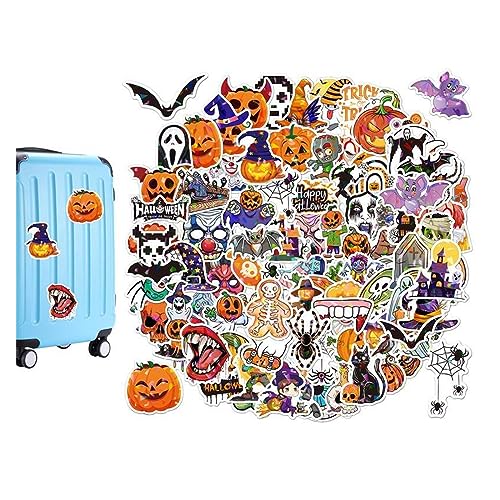 100 Uds pegatinas de Halloween 100 Uds pegatina de terror decoración impermeable herramienta de decoración de fuerte adherencia for equipaje de computadora agua