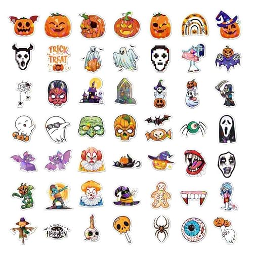 100 Uds pegatinas de Halloween 100 Uds pegatina de terror decoración impermeable herramienta de decoración de fuerte adherencia for equipaje de computadora agua