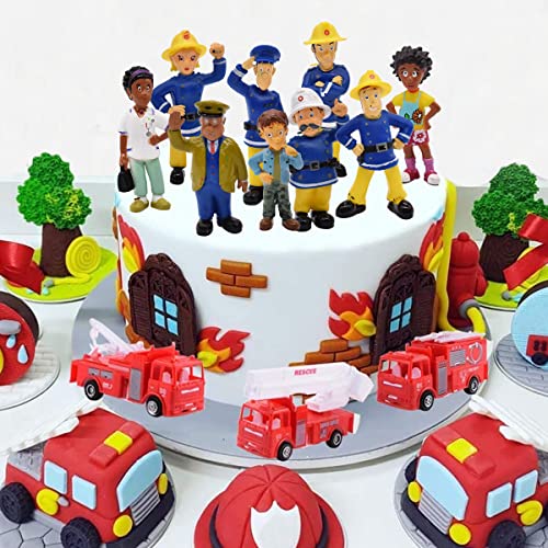 12 Piezas Figura de acción de Sam el bombero-Sam El Bombero Cake Topper Figuras Figura Penny Sam Steele del bombero juego de muñecas Adornos Decorativos Infantiles Decoración Para Tarta