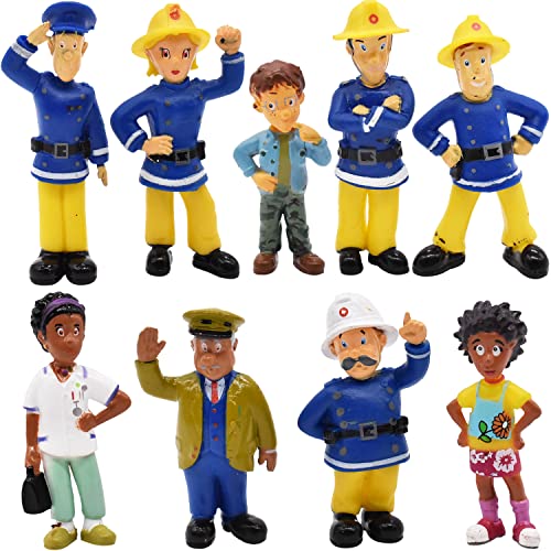 12 Piezas Figura de acción de Sam el bombero-Sam El Bombero Cake Topper Figuras Figura Penny Sam Steele del bombero juego de muñecas Adornos Decorativos Infantiles Decoración Para Tarta