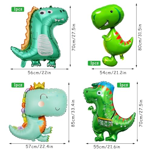 12 Piezas Globos Dinosaurios Cumpleaños, Verdes Globos de Papel de Aluminio Dinosaurios Decoración Cumpleaños Para Fiesta Cumpleaños de Selva Verde Niño Niña 3 4 5 Años(D-3 años)