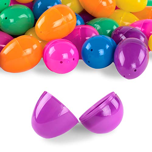 144 unidades de huevos de Pascua de plástico Surprise Toys bolsas de colores surtidos brillantes conchas vacías, cestas de manualidades para juegos de caza de fiesta (tamaño regular)