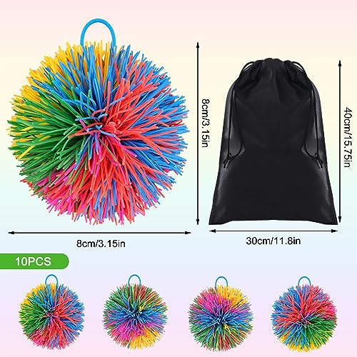 15 Piezas Bola de Antiestrés, Bolas de Hilos de Inquietud Sensorial Bolas Stringy de Mono Bola de Goma Coloridas Bolas con Gran Bolsa de Almacenamiento