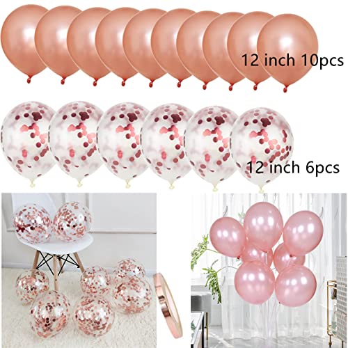 17 Globos Decoración de cumpleaños de 17 años niña de oro rosa, decoración de cumpleaños Decoración de niña de 17 años globo de lámina de oro rosa Deco de cumpleaños 17 niña feliz cumpleaños(17)