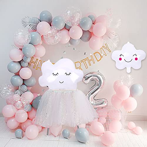 17 Piezas Globos en Forma de Nube Blanco, Globo de Aluminio Decoracion de Fiesta de Cumpleaños, LIUCONGD Gran Globo para Suministros de Decoraciones de Fiesta Cumpleaños Baby Shower