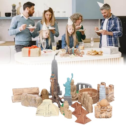 17PCS Miniatura Edificios Antiguos Juguetes Alrededor del Mundo Ciudad Miniaturas Edificios Pirámide Egipcia Modelo Kit Antiguo Egipto Juguetes Mini Mundo Antiguo Edificio Modelo