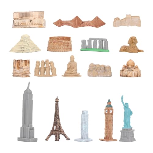 17PCS Miniatura Edificios Antiguos Juguetes Alrededor del Mundo Ciudad Miniaturas Edificios Pirámide Egipcia Modelo Kit Antiguo Egipto Juguetes Mini Mundo Antiguo Edificio Modelo