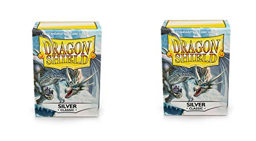 2 Packs Dragon Shield Classic Silver Standard Size 100 ct Card Sleeves Individual Pack