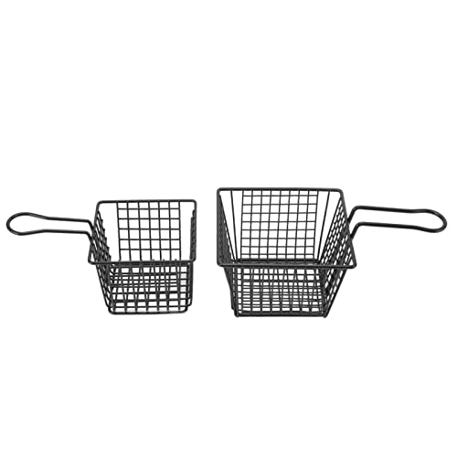 2 Uds L Cesta para Freír de Acero Polis Resistente Fr Cesta para Freír con Virutas de Calidad Alimentaria para Snack Bar Restaurante Redondo 20Cm 25Cm 2 Uds L Acero para Freír