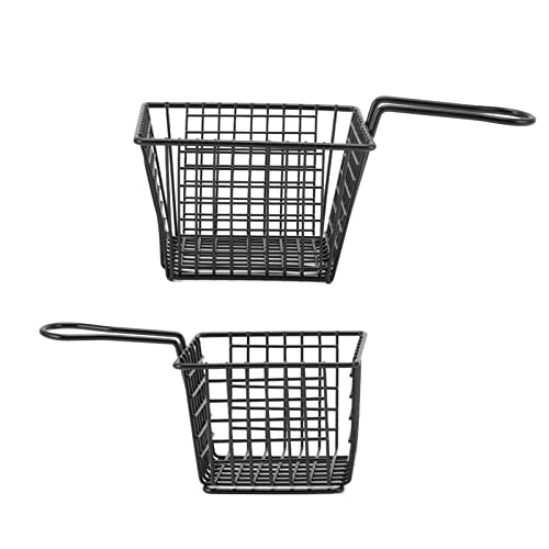 2 Uds L Cesta para Freír de Acero Polis Resistente Fr Cesta para Freír con Virutas de Calidad Alimentaria para Snack Bar Restaurante Redondo 20Cm 25Cm 2 Uds L Acero para Freír