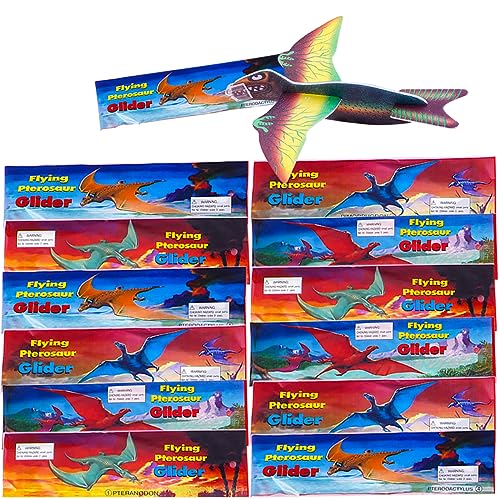 24 Piezas Planeador de Dinosaurio, Aviones Planeadores para Niños, Aviones Planeadores Deslizantes, Deslizadores de Poliestireno, Empaquetados Individualmente, para Rifa de Escuela Regalo Sorpresa