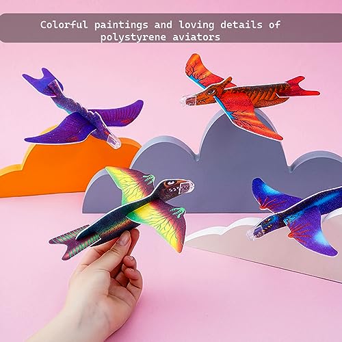 24 Piezas Planeador de Dinosaurio, Aviones Planeadores para Niños, Aviones Planeadores Deslizantes, Deslizadores de Poliestireno, Empaquetados Individualmente, para Rifa de Escuela Regalo Sorpresa