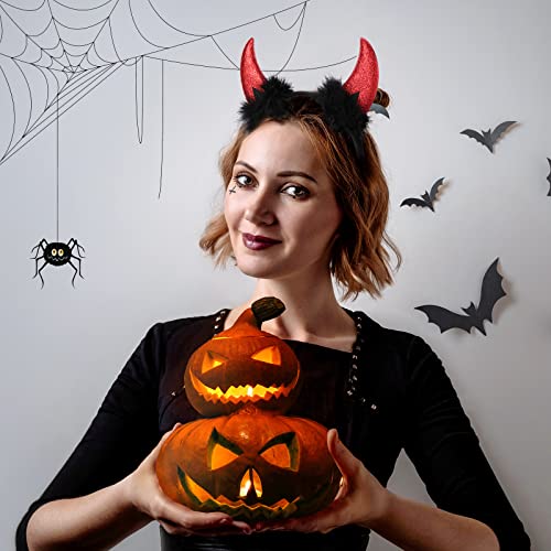 2pcs Cuernos Diablo Diadema Demonio Accesorio de Disfraz Diablesa Mujer Cuernos Demonio Accesorios Halloween para Adultos y Niños