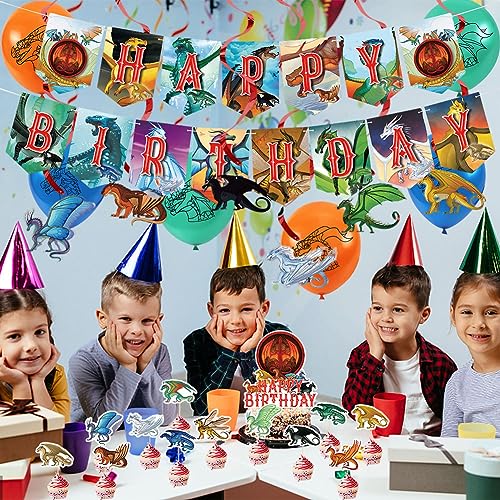 39 Pcs Kit De Decoración Para Fiestas Infantiles, Productos Para Fiestas Temáticas De Dragón De Fuego,Globo De Dibujos Animados Para Fiestas De Cumpleaños Infantiles, Picnics, Aniversarios, Etc.