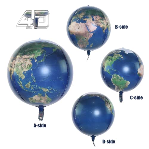 4 Globos de Tierra, Gigante Globo con Forma de Tierra, Globos de Papel de Aluminio Planeta, Globo de helio mapa del mundo para cumpleaños regreso a la escuela suministros fiestas temáticas