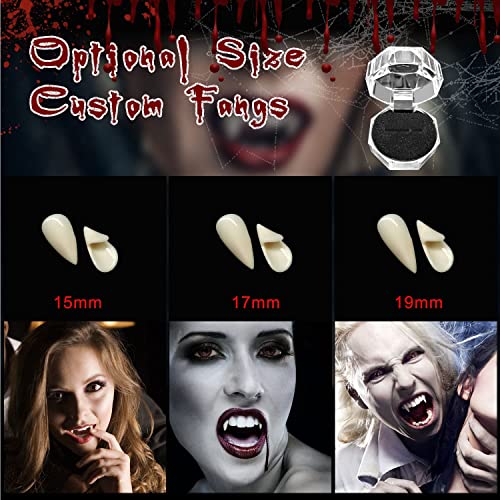 4 pares Dientes de vampiro，Dientes postizos de fiesta halloween,para Accesorios de Fiesta de Disfraz Favores de Fiesta de Haloween blanco (4 Tamaños:13 mm, 15 mm, 17 mm,19 mm)