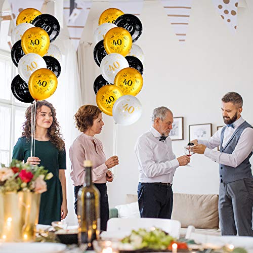 45 Globos de Látex de Fiesta de 40 Cumpleaños de 12 Pulgadas Decoración de Fiesta de 40 Aniversario de Cumpleaños Globo de Fiesta Temática de Oro Blanco y Negro para Fiesta de Cumpleaños