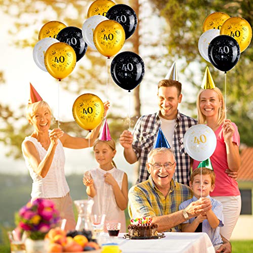 45 Globos de Látex de Fiesta de 40 Cumpleaños de 12 Pulgadas Decoración de Fiesta de 40 Aniversario de Cumpleaños Globo de Fiesta Temática de Oro Blanco y Negro para Fiesta de Cumpleaños