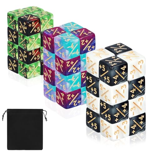 48 Piezas Contadores de Dados Compatible con MTG CCG Accesorios para Juegos de Cartas, Dados de Lealtad Dados de Fichas Dados de D6 con Bolsas de Almacenamiento, Dados de Cubo 6 Estilos