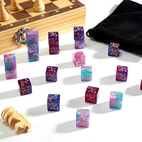 48 Piezas Contadores de Dados Dado de Ficha Dados de D6 Dados de Lealtad de Cubo con Bolsas de Almacenamiento Compatibles con MTG, CCG, Accesorio de Juegos de Tarjetas, 2 Estilos