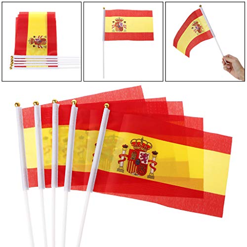 5 banderas españolas de mano de España para pancartas de apertura deportiva al aire libre banderas para exterior de doble cara