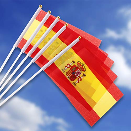 5 banderas españolas de mano de España para pancartas de apertura deportiva al aire libre banderas para exterior de doble cara