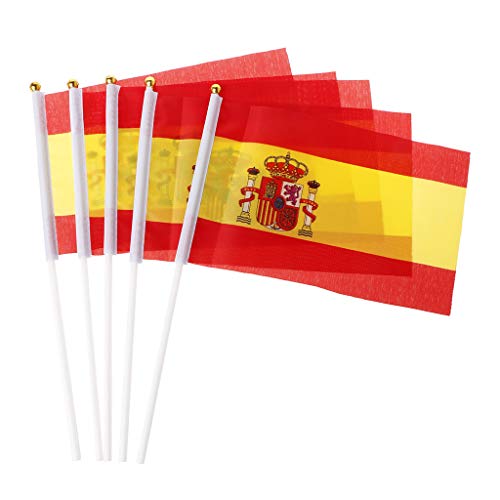 5 banderas españolas de mano de España para pancartas de apertura deportiva al aire libre banderas para exterior de doble cara