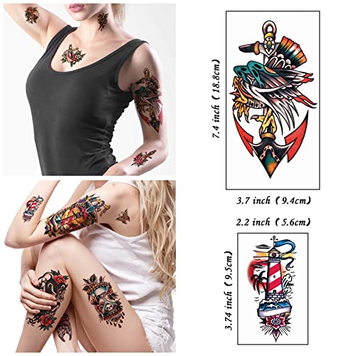 55 Hojas Tatuajes Temporales, 8 Hojas Brazo Completo Impermeable Flor Serpiente Tatuaje Falso, Pegatinas para Adultos Mujeres Hombres 17 Hojas Medio Brazo 30 Hojas Tatuajes Pequeños para Niños y Niñas