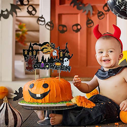 6 Pezzi Decoraciones de Cakes de Halloween, Halloween Pumpkin Ghost Bruja Pastel Decoraciones Suministros, Adorno para Cupcakes de Halloween para Fiestas Halloween, Cocina, Horneado Cupcakes