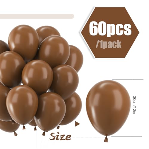 60 Piezas Globos de Látex Marrón Oscuro, 12 Pulgadas Globos Helio Marrón Chocolate, Decoración de Globos Cacao Caqui, Decoracione Globos de Fiesta para Aniversarios Celebraciones Bodas Cumpleaños