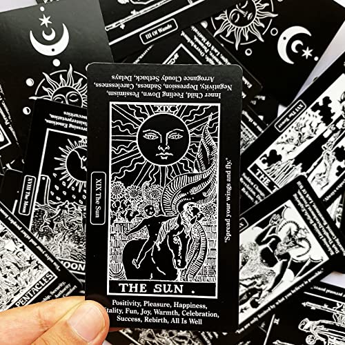 78 cartas de tarot con palabras clave en tarjetas, cartas de tarot para principiantes, baraja de tarot con palabras clave, tarot de aprendizaje, con tarjeta blanca de repuesto