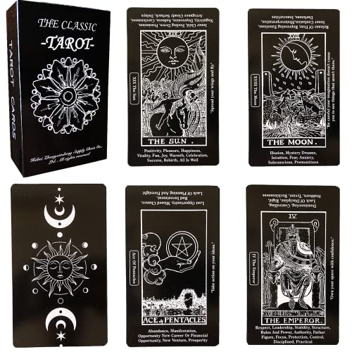 78 cartas de tarot con palabras clave en tarjetas, cartas de tarot para principiantes, baraja de tarot con palabras clave, tarot de aprendizaje, con tarjeta blanca de repuesto