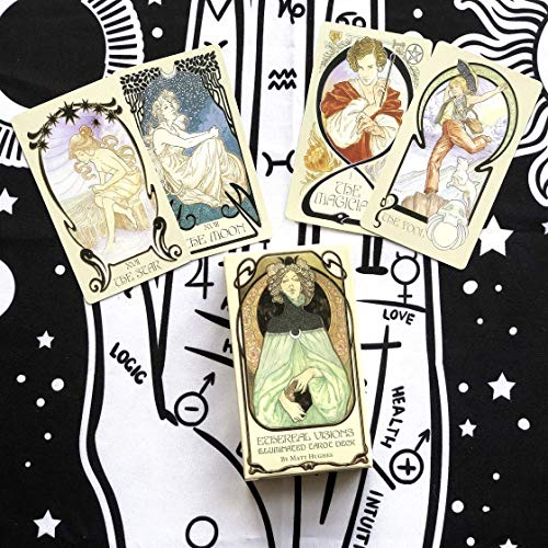 80 / PCS VISIONES ETÉRICOS ETÉRICULOS Tarjetas de Tarot iluminadas, Tarjetas de pronóstico Universal Vintage Divination Fate, Tarjetas de pronóstico del Destino